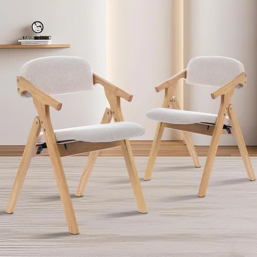 Miniatura 2 de Sillas plegables con asientos acolchados, silla de comedor apilable de madera, sillas de comedor plegables fáciles de almacenar para cocina, sala