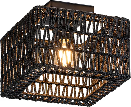 Miniatura 16 de Lámpara de techo de ratán, 3 lámparas de techo tejidas bohemias modernas, lámpara de techo bohemia de montaje empotrado para dormitorio, sala