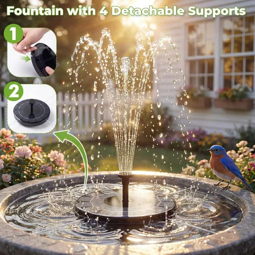Miniatura 3 de AISITIN Bomba de fuente solar de 2.5 W, 6.7 pulgadas, bomba de fuente de agua para baño de pájaros, bomba solar para fuente con 6 boquillas