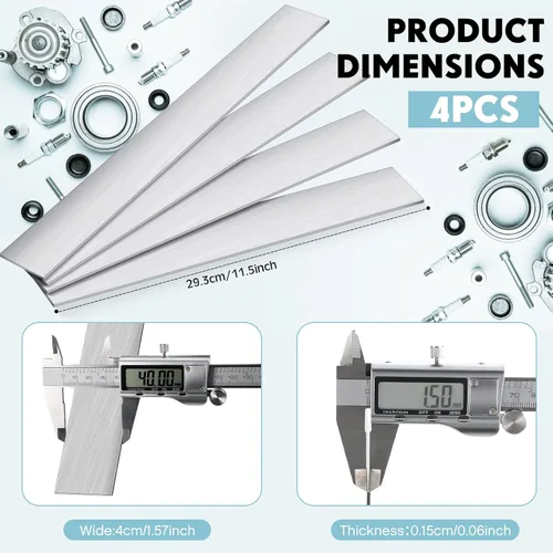 Miniatura 2 de Ferraycle 4 piezas de 11.5''x1.57''x0.06'' barras planas de acero 15n20, palanquillas de cuchillas de alto contraste, espacios en bruto, acero