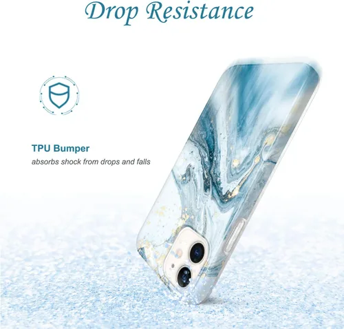 Miniatura 5 de Funda dorada con purpurina compatible con iPhone 12 Mini, diseño de mármol, delgada, a prueba de golpes, TPU suave de goma suave, funda de teléfono