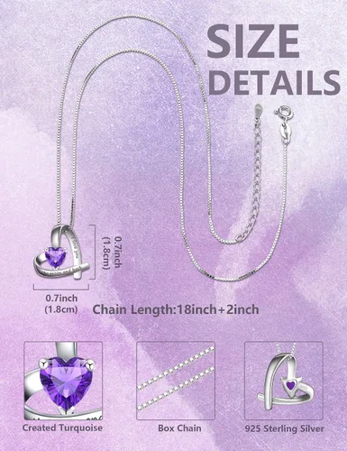 Miniatura 4 de HXZZ Fine Jewelry - Collar con colgante de plata de ley con topacio azul suizo, amatista, citrino, peridoto y ópalo, regalo para mujer, Gema