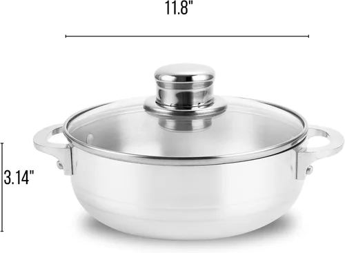 Miniatura 7 de Alpine Cuisine - Caldero de cocina de aluminio antiadherente de 3.5qt con tapa de vidrio ventilada y asas