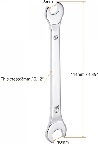 Miniatura 2 de uxcell Llave fina de extremo abierto, 0.315 in x 0.394 in, espejo métrico, acero de alto carbono, para mantenimiento doméstico y reparaciones