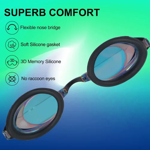 Miniatura 6 de Gafas de natación, paquete de 2 gafas de natación con protección UV antivaho para adultos, hombres, mujeres, jóvenes Verde/Negro y oro