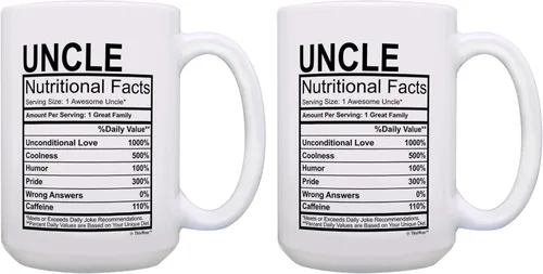 Miniatura 11 de ThisWear Nuevo tío regalo para tío etiqueta de datos nutricionales 11oz taza de café de cerámica con mango 11oz - Tío