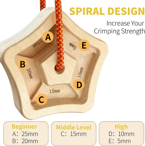 Miniatura 3 de POWER GUIDANCE Tablero de escalada para el dedo para fortalecer el agarre de escalada hecho de madera para interiores y exteriores