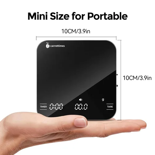 Miniatura 6 de Mini báscula de café recargable con temporizador, escala de espresso de precisión de 4.4 lbs/0.00 oz, báscula de café digital portátil con 4 modos