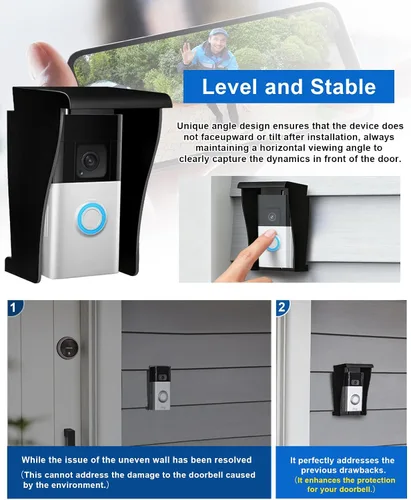 Miniatura 7 de Cubierta de vinilo para timbre de puerta de timbre de video timbre, cubierta resistente a la intemperie, cubierta antideslumbrante para timbres