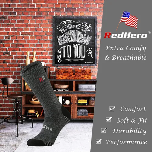 Miniatura 5 de Calcetines acolchados de lana merina para hombre, para senderismo, senderismo, senderismo, suaves, acogedores, ajuste térmico, control de humedad