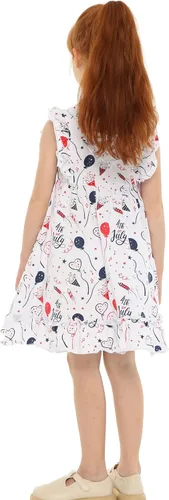 Miniatura 4 de Mud Kingdom Vestido para niñas del 4 de julio, lindo día de la independencia, bandera estadounidense, manga con volantes, vacaciones de verano