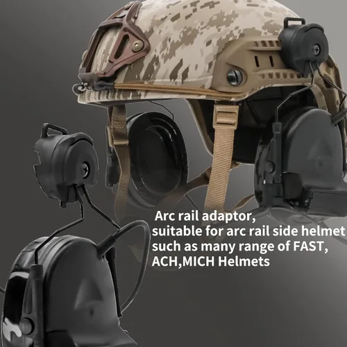 Miniatura 3 de Auriculares tácticos con adaptador de riel ARC, protección auditiva con almohadillas de gel para deportes de airsoft