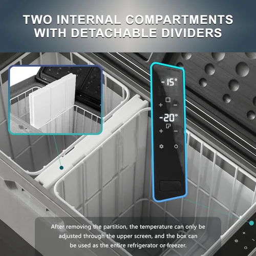 Miniatura 5 de Alpicool T50 Control de temperatura dual de 12 voltios, refrigerador portátil de 53 cuartos para coche, congelador (-4 °F ~ 68 °F) para camión, RV