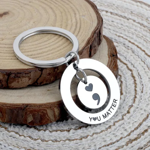 Miniatura 3 de OKEYCH Mental Health Awareness Gift Matter Keychain Semicolon Quote Jewelry Depression Gift