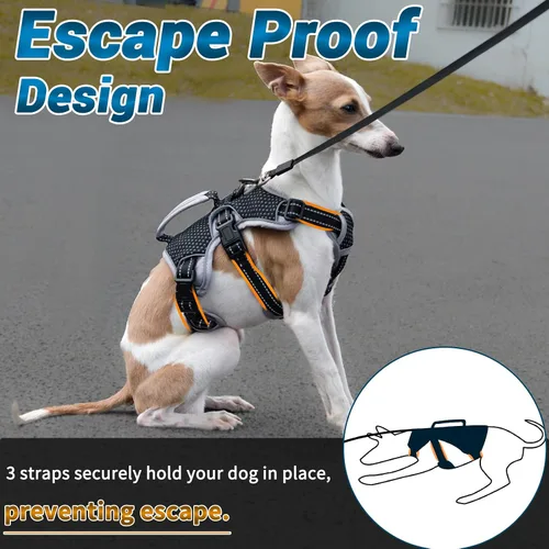 Miniatura 2 de Arnés de perro multiusos con soporte, arnés reflectante a prueba de escapes sin tirones ajustable con asa duradera, arnés para caminar para perros