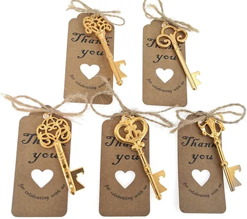 ALIMITOPIA 50 piezas de abrebotellas con llave de esqueleto, despedida de soltera, boda, fiesta, recuerdo, regalo con etiqueta de acompañante y Tono