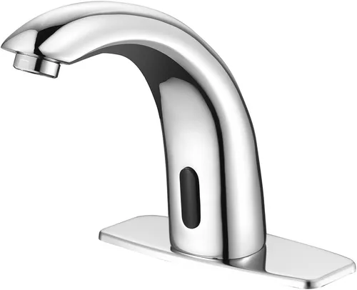 Miniatura 12 de Grifo de baño sin contacto con sensor de movimiento automático con placa de cubierta de orificio y mezclador de temperatura, lavabo manos libres