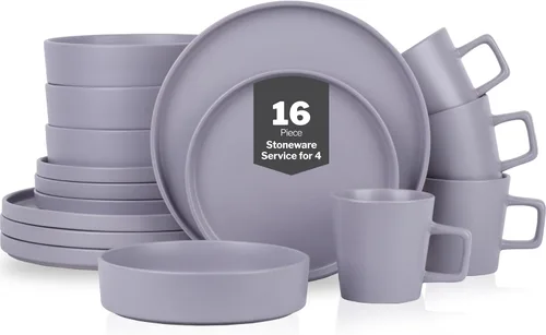 Miniatura 16 de Stone Lain Cleo Modern - Juego de vajilla de cerámica de 32 piezas, platos y cuencos, cuencos para pasta, servicio de platos para 8, color amarillo