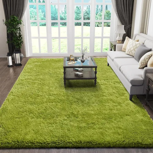 Miniatura 132 de Ophanie Alfombra Verde de Césped, Alfombras de Área para Dormitorio, Alfombra Shag Esponjosa de 4x6 pies, Suave Peluda Afelpada Linda para Niños 7