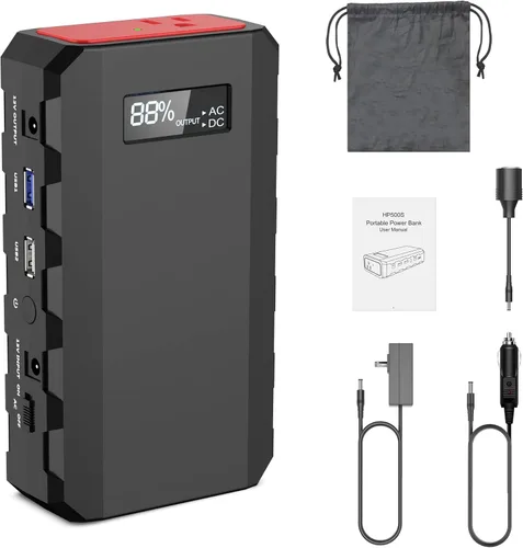 Miniatura 7 de powkey Estación de energía portátil de 88 Wh, 24000 mAh, generador solar para acampar (panel solar no incluido), batería de litio de 110 V/65 W CA