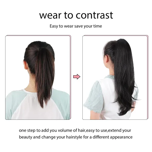 Miniatura 49 de Extensiones de cola de caballo de cabello rubio, extensiones de cola de caballo para mujer, pinza de extensiones de cabello rizado de 12 pulgadas