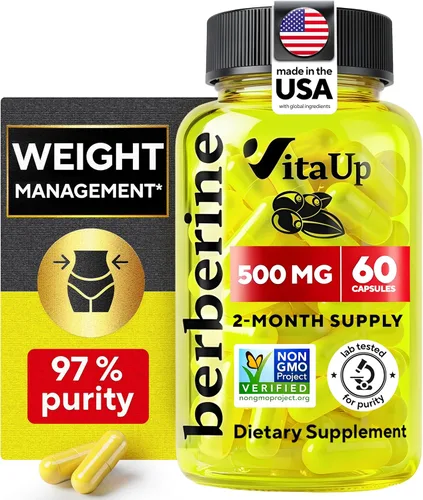 VitaUp Suplemento de berberina de 500 mg – Berberina fabricada en Estados Unidos 500 mg – Berberina HCL sin OMG – Suplementos de berberina para