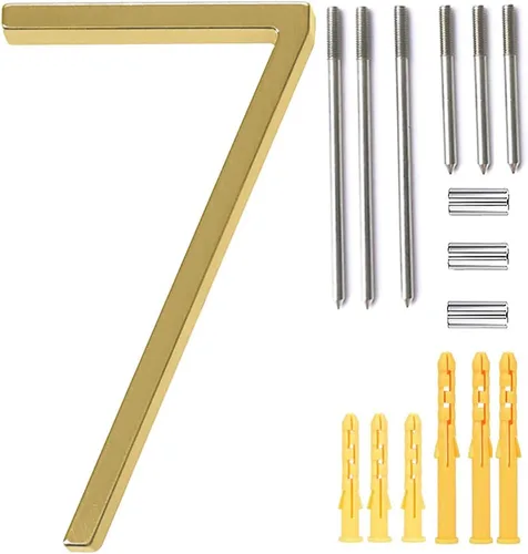 Miniatura 10 de Número de casa flotante de 5'', números de casa modernos - aleación de zinc, número de dirección de casa con exquisito proceso de dibujo - dorado