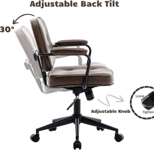 Miniatura 6 de HEAH-YO Juego de 1 sillas de escritorio modernas sin brazos, silla giratoria para computadora con ruedas y reposabrazos, silla de oficina ajustable