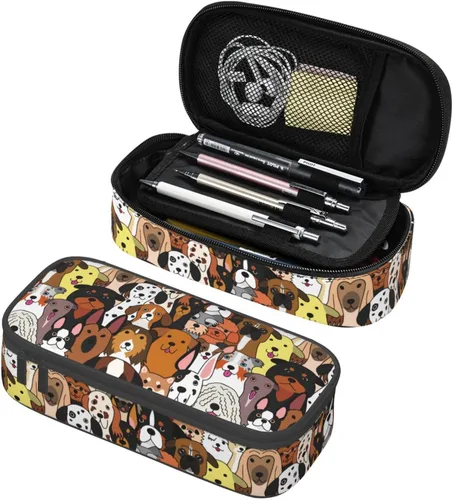 Miniatura 16 de Estuche organizador de lápices con patrón de gato negro, gran capacidad, papelería con cremallera, suministros escolares, bolsa para lápices
