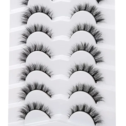 Miniatura 414 de Pooplunch - Pestañas postizas finas de visón sintético, estilo ojo de gato, naturales, cruzadas, tipo racimo, efecto 8D de volumen, tiras