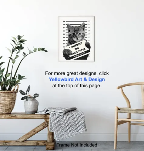 Miniatura 6 de Divertida decoración de pared de baño de gato, póster de decoración del hogar de 8 x 10 pulgadas, para baño, baño de invitados, tocador, regalo