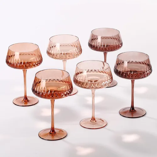 Venus - Juego de 6 vasos de Martini de colores de 14 onzas, copas de cóctel, copas de champán, copas de champán vintage, copas de cóctel de Martini,