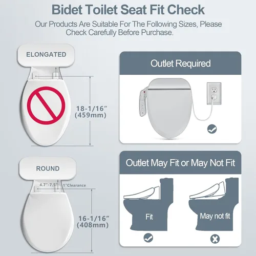 Miniatura 6 de ZMJH ZMA102D Asiento de inodoro con bidé, redondo inteligente, agua caliente ilimitada, lavado en remolino, calentado electrónicamente, secador