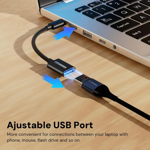 Miniatura 7 de Paquete de 2 adaptadores USB C a USB, cable USB C macho a USB hembra OTG, trenzado de nailon, carcasa de aluminio, compatible con iPhone 17, 16, 15