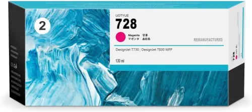Cartucho de tinta magenta 728 de 4.4 fl oz (paquete de 2) – Cartucho de tinta Utye 728 (F9J66A) Reemplazo para HP 728 Ink Work con impresora T830