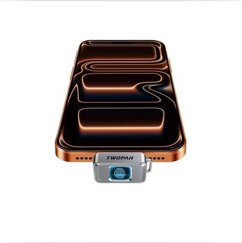 TWOPAN Nano SSD de 256 GB, unidad flash USB C externa de almacenamiento SSD con bloqueo de huellas dactilares, hasta 450 MB/s, diseño para iPhone
