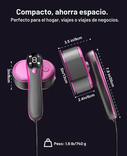 Miniatura 6 de Vaporizador y plancha 2 en 1 para ropa, vaporizador portátil de mano para ropa con pantalla LED, panel de cerámica grande, plancha de vapor