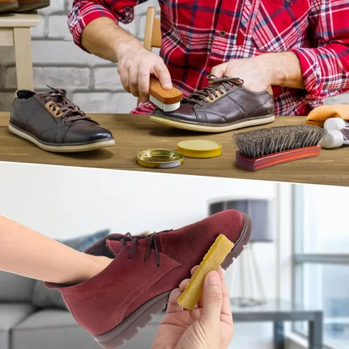 Miniatura 6 de Juego de zapatos con 5 kits de brillo de zapatos, incluyendo cepillo de crin, aplicadores de brillo de zapatos, borradores de limpieza de zapatos