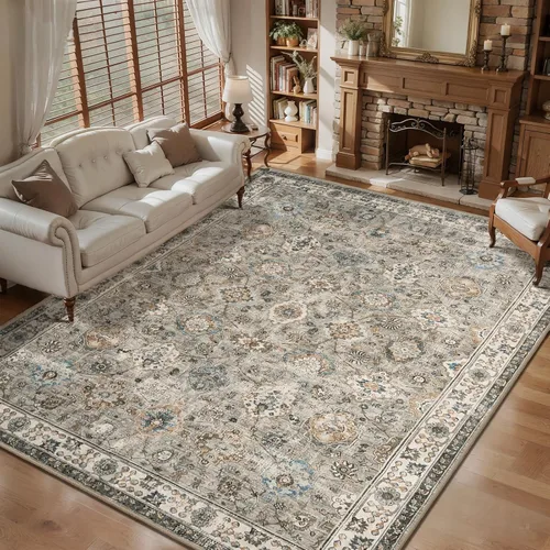 Miniatura 88 de Tangsoo Alfombra lavable para pasillo, antideslizante, 2 x 6 pies, estilo bohemio, floral, vintage, para entrada, suelo suave, para cocina, baño