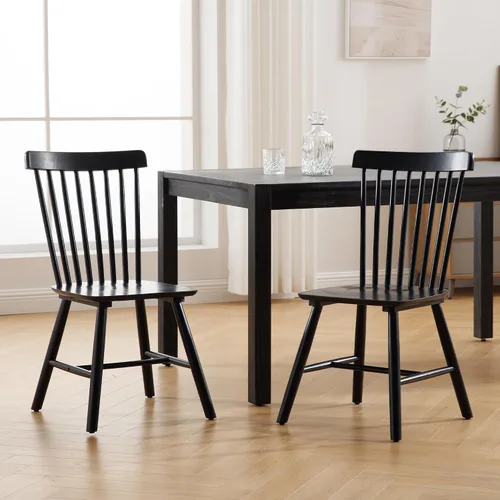 Miniatura 8 de LZAREAL Juego de 4 sillas de comedor de madera estilo granja, sillas de cocina modernas de mediados de siglo, sillas de comedor francesas Windsor