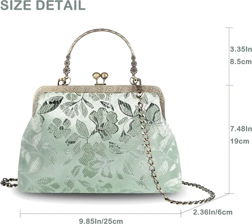 Miniatura 127 de Bolso floral con asa superior, bolso de noche Kiss Lock para mujer, bolso vintage