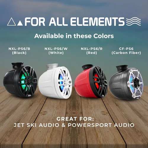 Miniatura 5 de DS18 CF-PS6 - Altavoces de torre Wakeboard de 2 vías con luces RGB integradas - 300 MAX - Perfecto para motos acuáticas, ideal para ATV, UTV, Jeep