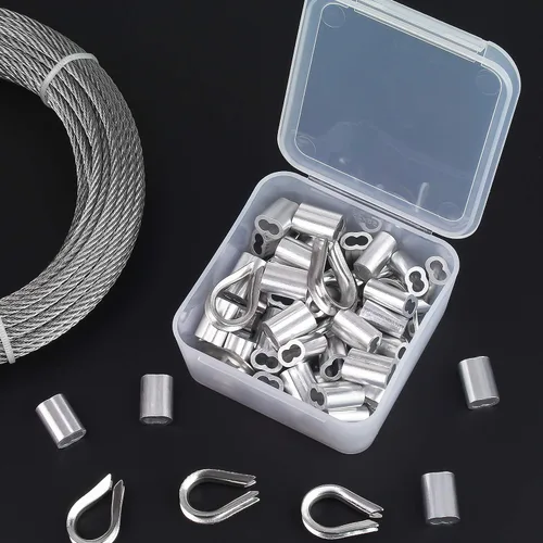 Miniatura 2 de Los kits de barandillas de cable incluyen cable de alambre de acero inoxidable 304 de 1/8 pulgadas x 33 pies, 50 fundas de aluminio para prensar