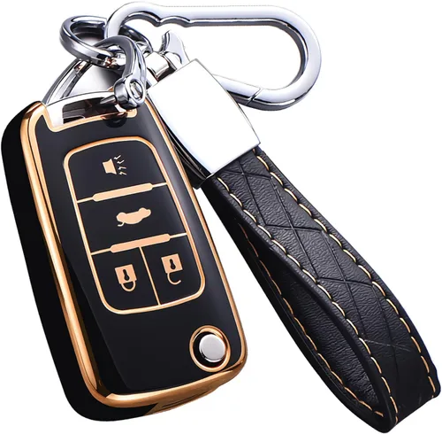 Funda para llavero Chevy con llavero, carcasa protectora de TPU premium de protección completa para Equinox Camaro Cruze Malibu Sonic Impala Buick