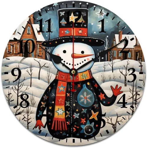 Miniatura 14 de Relojes de pared de 10 pulgadas, sombrero de Navidad, flamenco, reloj colgante de madera, silencioso, sin tictac, números arábigos, estilo país