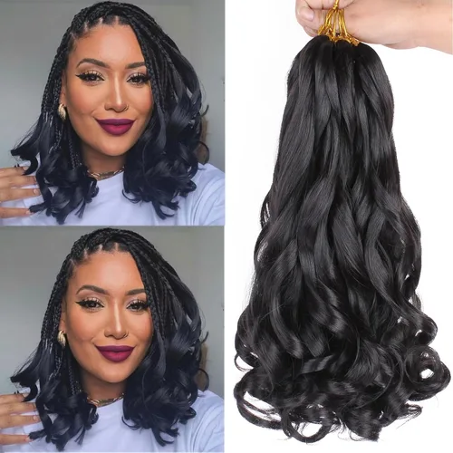 Miniatura 44 de Unionbeauty - Cabello rizado francés trenzado de 10 pulgadas, trenzas rizadas estilo Bob francés, cabello de ganchillo, 8 paquetes de trenzas