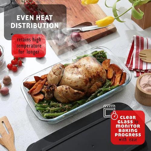 Miniatura 6 de Nestl Juego de 8 platos de vidrio para hornear para horno, recipientes de almacenamiento de alimentos de vidrio con tapas, cacerolas a prueba