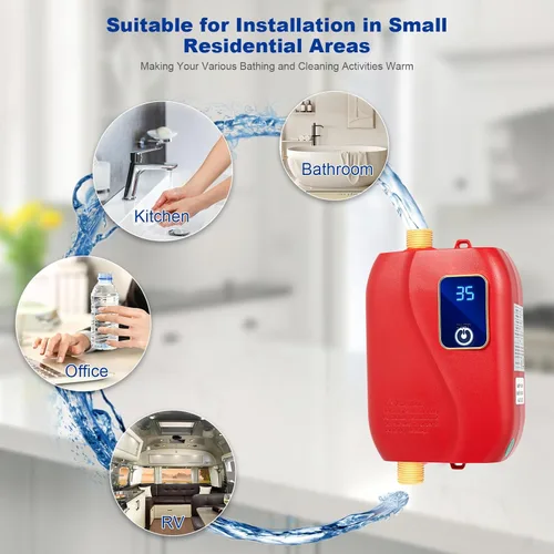 Miniatura 7 de Calentador de agua eléctrico sin tanque, 110 V, 3000 W, agua caliente instantánea debajo del fregadero de la cocina, calentador de agua caliente