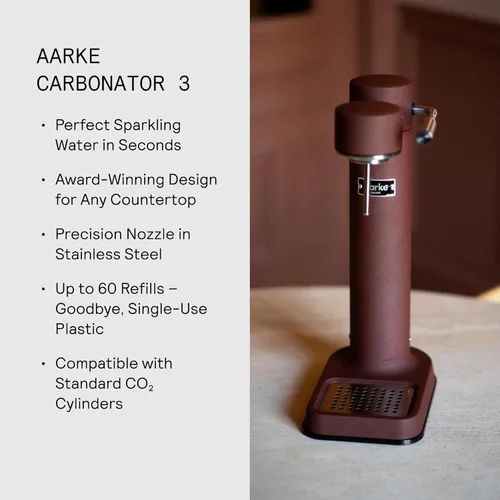 Miniatura 9 de Aarke Carbonator lll, Máquina de agua con gas y carbonatación, acero inoxidable con botella reutilizable PET sin BPA, volumen 1L/34 fl oz (borgoña)