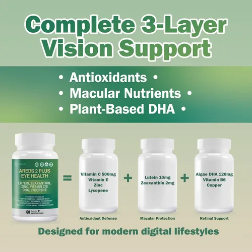 Miniatura 4 de AREDS 2 Plus Suplemento de vitamina para los ojos, suplementos de luteína y zeaxantina con DHA para personas mayores macular, apoya la claridad